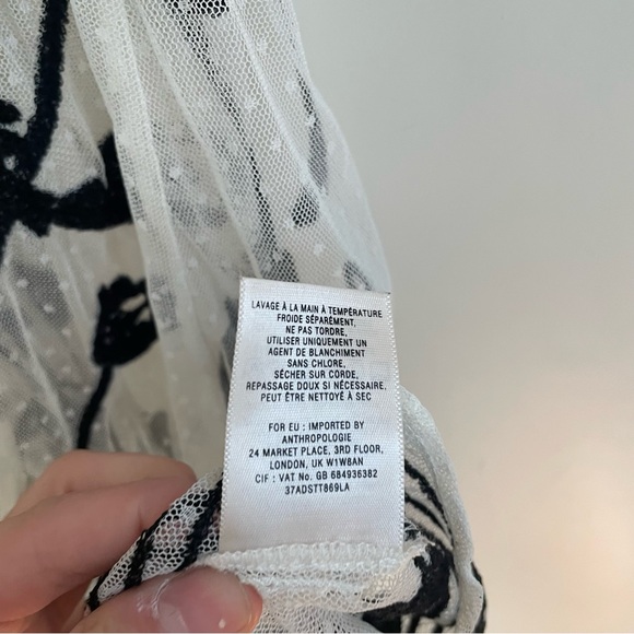 Moulinette Soeurs Ivory Sheer Embroidered Dress Size 6 - Picture 8 of 9